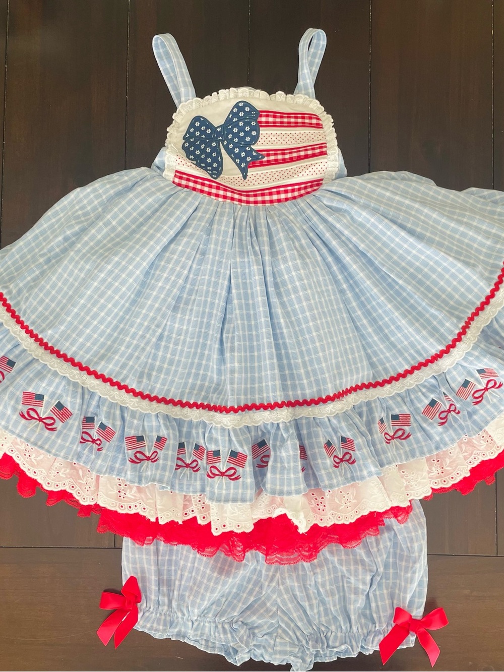 Two Roosters Star Spangled Sweatheart Sundress Set